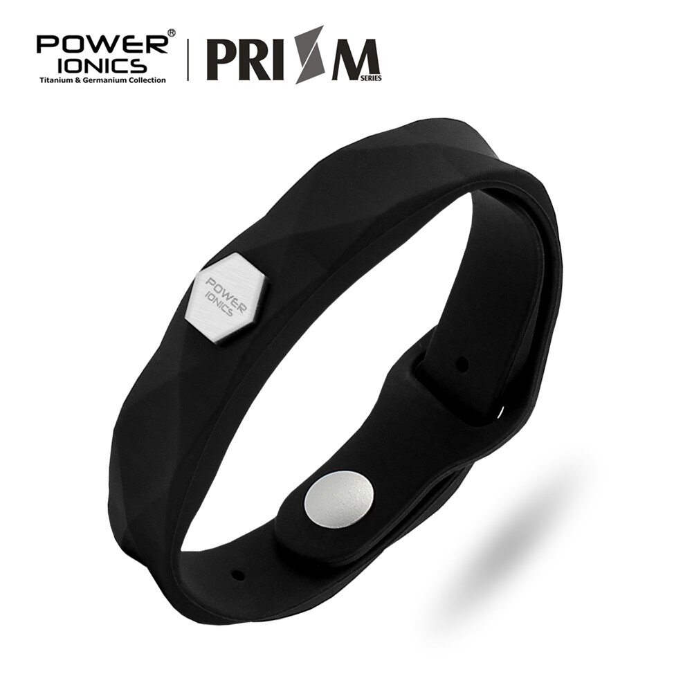 Power Ionics Prism Waterproof Men Women Ions Germanium Sports Health Bracelet Wristband Hard Box: Black