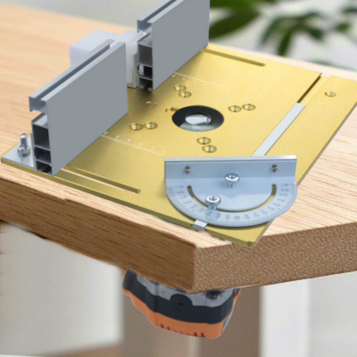 Aluminiumfräsbord insatsplatta träbearbetningstrimmer elektrisk träfräsning vipplatta med geringsmått för gör-det-själv-arbetsbänk