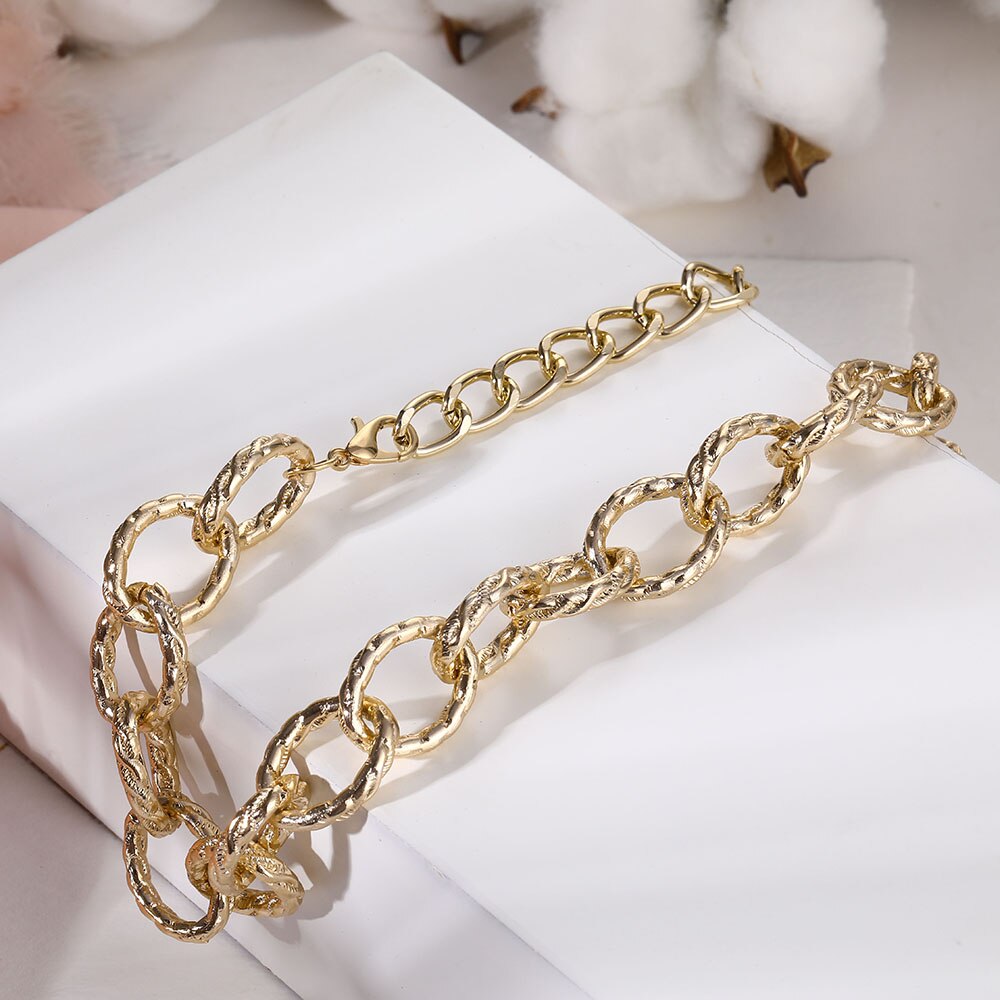 IPARAM Punk Gold Große Dicke Kette Halsband Halskette Weibliche Geometrische Gothic Geometrische Kette Schlüsselbein Halskette Schmuck NEUE