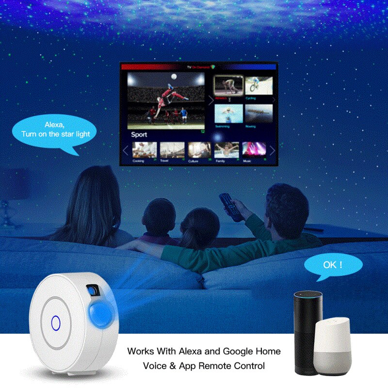 Wifi smart stjerne projektor tuya ledet farverig stemmestyring stjernehimmel projektor hjemme bar projektor arbejde med alexa google hjem