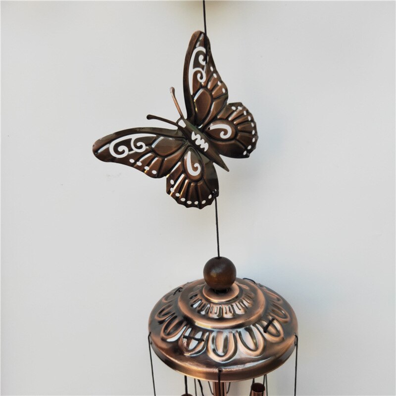Style européen carillons éoliens cloche Tubes de cuivre cour extérieure décor de jardin papillon oiseau hibou décor à la maison suspendus ornement PropsLA522: butterfly