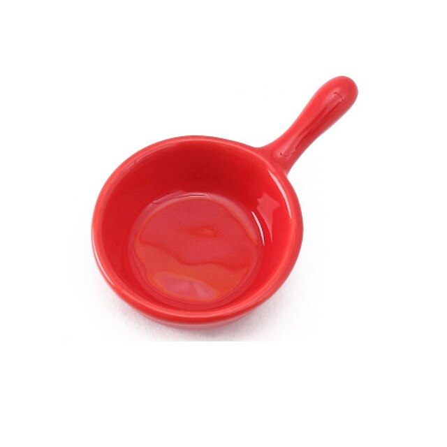 Plato pequeño y bonito de cerámica y porcelana NIMITIME con asa: Rojo