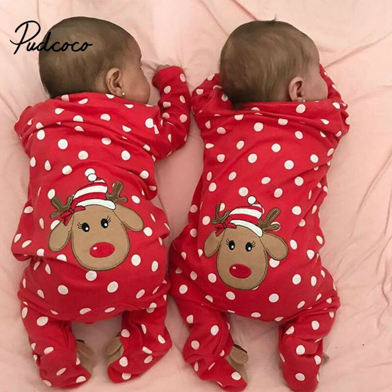 Weihnachten Elch Stickerei Strampler Baby mädchen Jungen Kleidung Langarm Körper Anzug Newborn Overalls Weihnachten Ein Stück Kleidung 0-18 monate