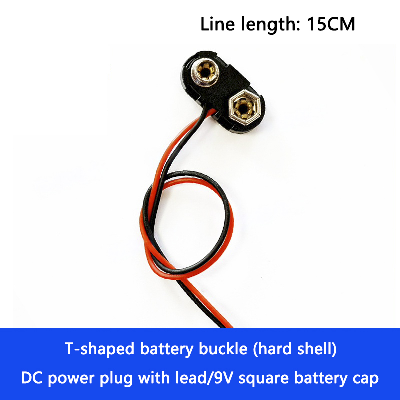 Conector de interfaz de botón de batería de 9V/con enchufe de alimentación CC de cable/tapa de batería cuadrada de 9V: WHEAT