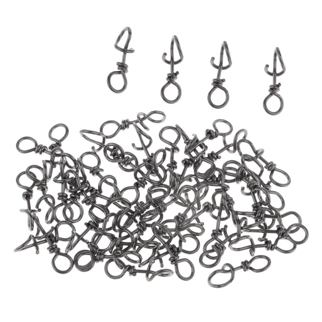 Set of 50Pcs Stainless Steel Fast Lock Fishing Fastach Clip Swivel Connector Fishing Accessories