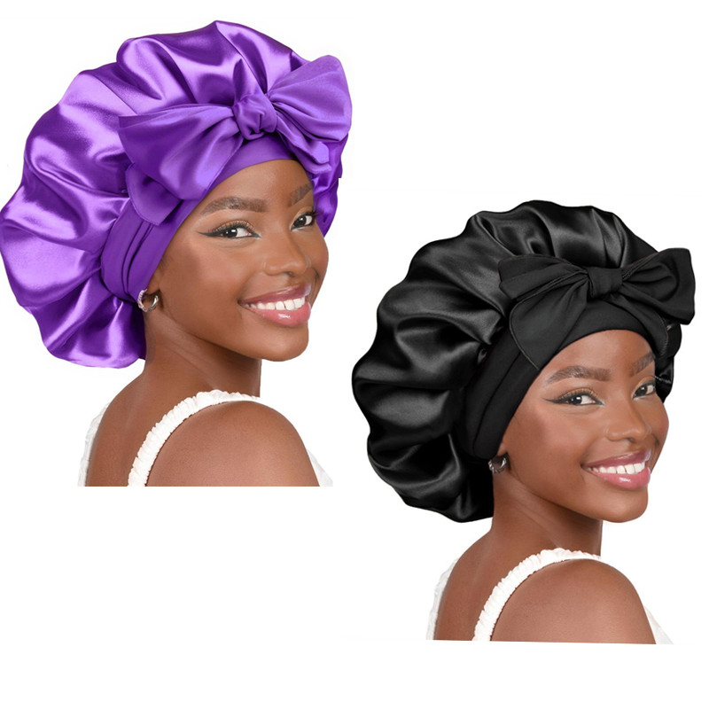 Gorro de satén para el pelo para mujer, gorros para dormir, gorros redondos para el cuidado del cabello, gorro de noche, cubierta para la cabeza Reversible, cubierta para la cabeza de ducha para el cuidado del cabello