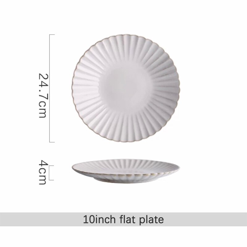 Ceramic Dinnerware Set Food Plates Dishes Dinner Plates Salad Soup Bowl Klin Glaze White Plates and Bowls Set for Restaurant: 10inch flat plate