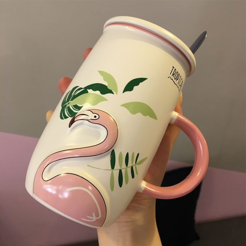 Oussirro flamingo kuvio luonnollinen marmori posliini kahvimuki teetä maito kuppi hääpäivä