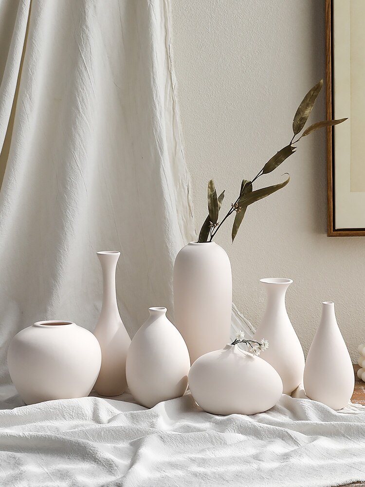 Nordisk dekorasjon hjem vanlig keramikk vase hvit vase minimalistisk dekorasjon mini keramikk vase stue dekorasjon tilbehør