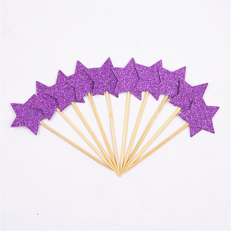 10pcs Mini Star Cupcake Toppers Birthday Cake Topper Cake Decoration Wedding Party Decorations Cake Flags Party Supplies