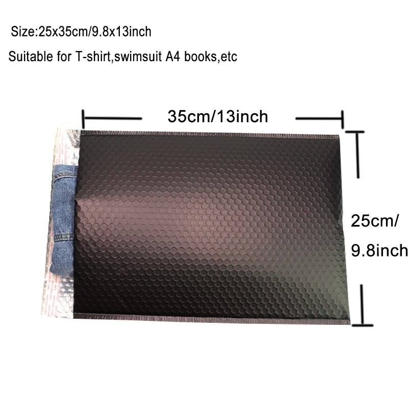 10PCS Schwarz Metallic Gepolsterte Mailer Porto Mailer Kleidung Schuhe Beutel Folie Blase Umschläge: Matte-28x38cm