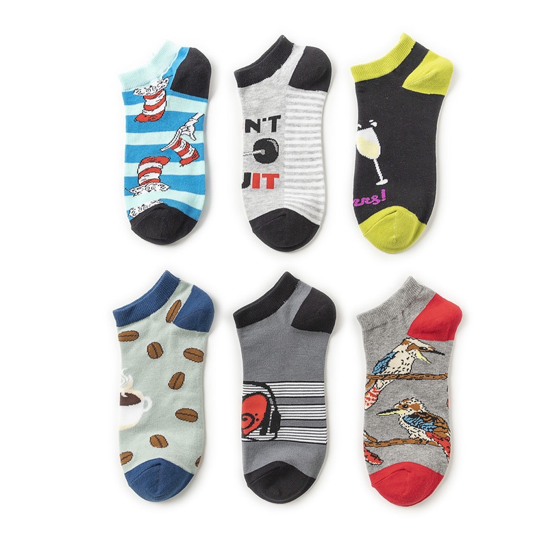 Hip hop trend sjove kvinder mænds korte sokker farverige personlighed tegneserie frugt dyr mønster skateboard sokker
