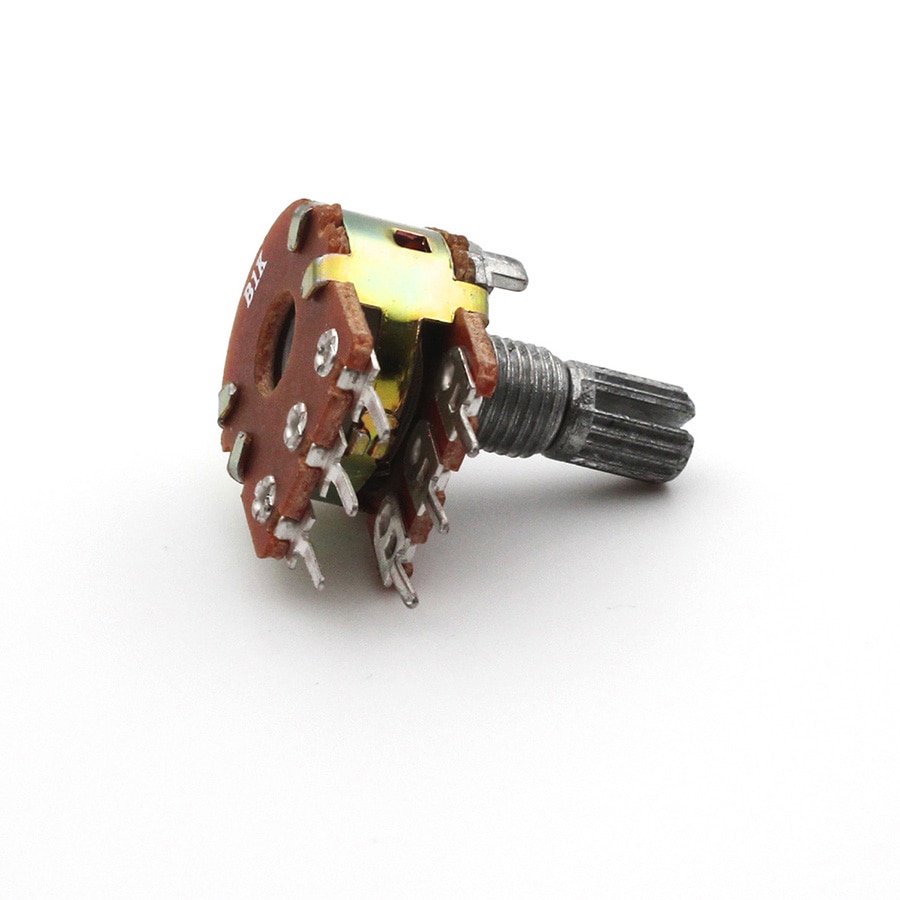 Dual Stereo Potentiometer B1K B2K B5K B10K B20K B50K B100 B500K R Linear shaft 15mm 15 shaft =15 6Pin Shaft WH148 Amplifier