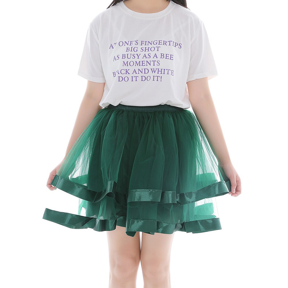 Elastic Waist Vintage Rockabilly Petticoat Crinoline Puffy Tutu Tulle Underskirt Net Tulle Princess Ballet Dance Pettiskirts 045: Dark Green / waist 66-110 cm