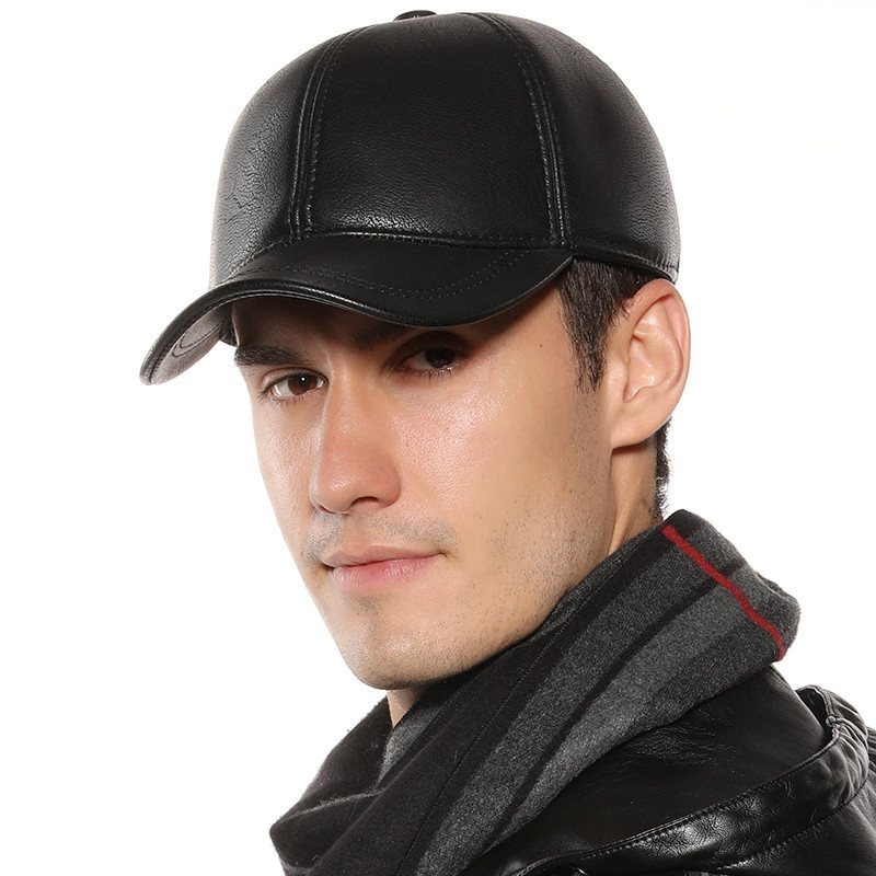 Orejeras de cuero PU de , gorros abrigados de invierno, sombreros para hombre a prueba de viento, a prueba de lluvia, gruesas, de piel sintética, gorras de bombardero en blanco para hombre