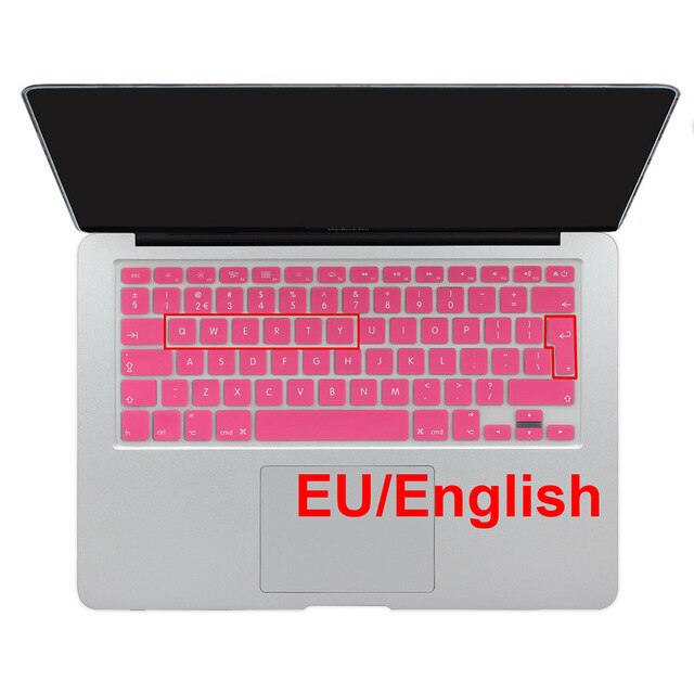 Eu/dk engelsk tastatur farve engelsk bogstavtastatur cover hudbeskytter til apple macbook air pro retina 13 15 17 til mac air