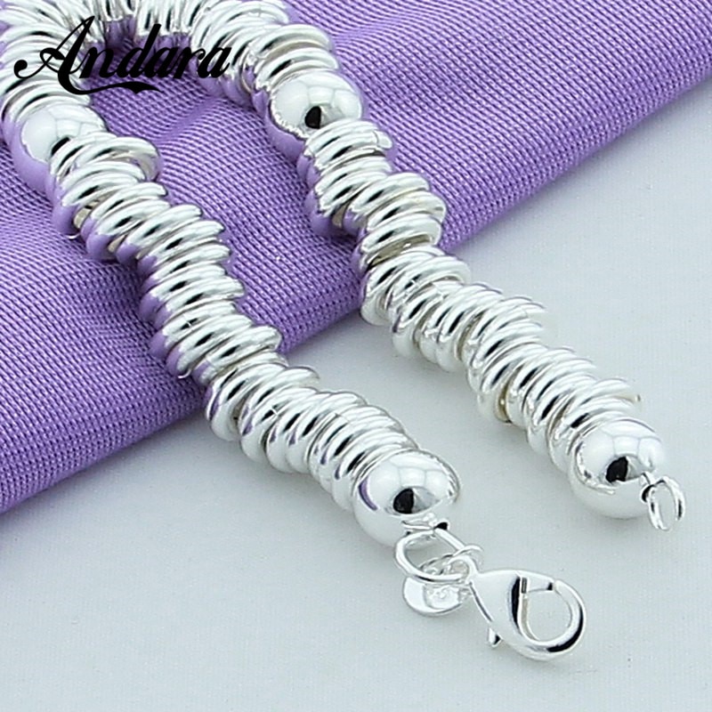 925 Silver Color Charm Bracelets Fine Jewelry Cuff Bangle For Women Men