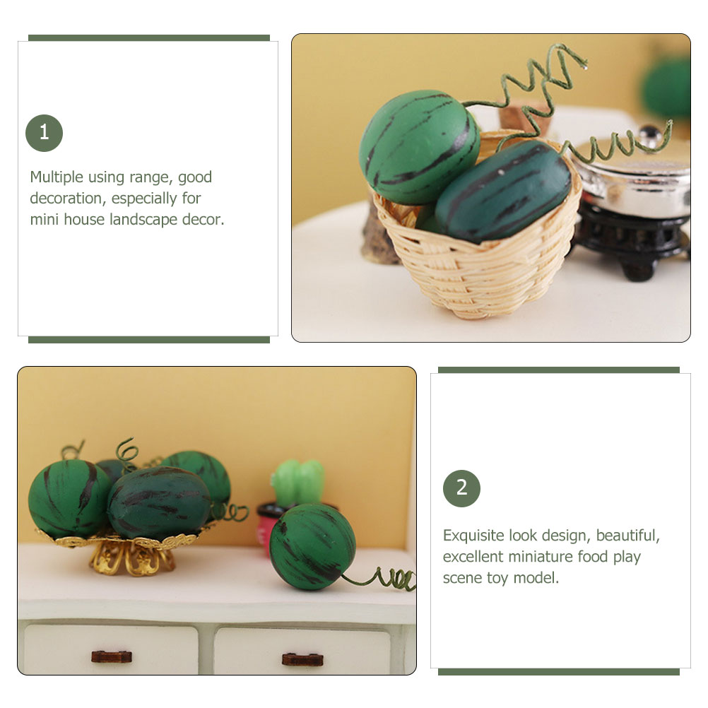 4pcs Miniature Watermelon Kids Pretend Play Kitchen Mini Fruit Model