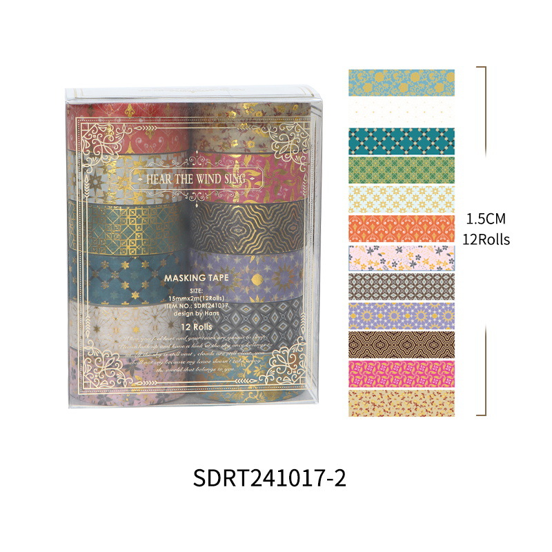 12Pcs Fruits Washi Tapes Scrapbooking Supplies Washitape Gold Foil Stamping Ocean Diary Cinta Adhesiva Decorativa Washi Tape Set: Yellow