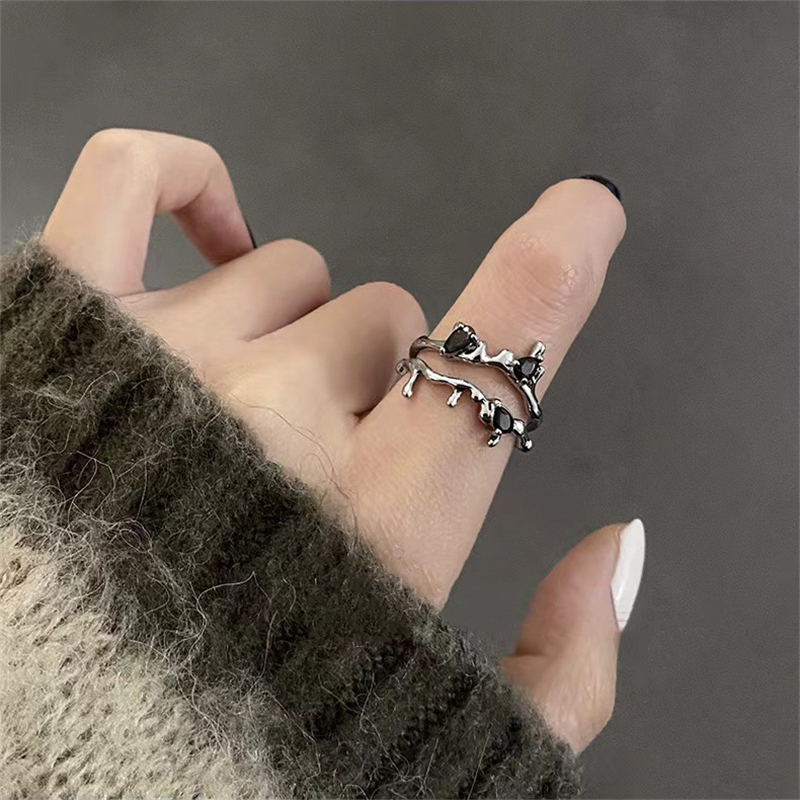 Kpop gotisch Ästhetische Metall Dornen Liebe Herz Punk Offenen Ring Für Frauen Mädchen Jahrgang-Schmuck Y2K EMO Grunge Zubehör