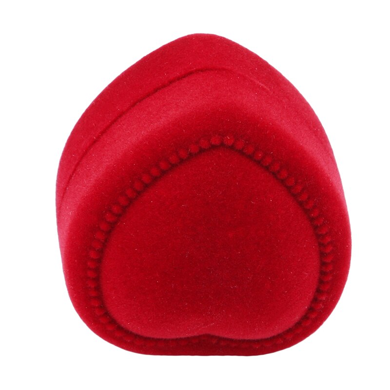 Mini Cute Red Folding Cases Heart-shaped Ring Box Display For Rings Open Cover Velvet Jewelry Box