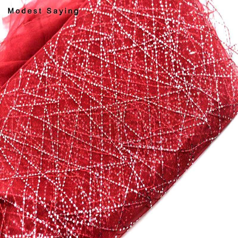 3 måler marineblå paljetter tyll stoff til kveldskjoler bryllupsfest paljetter stoff stoff til håndverk mesh dekorasjon materiale: Vinrød