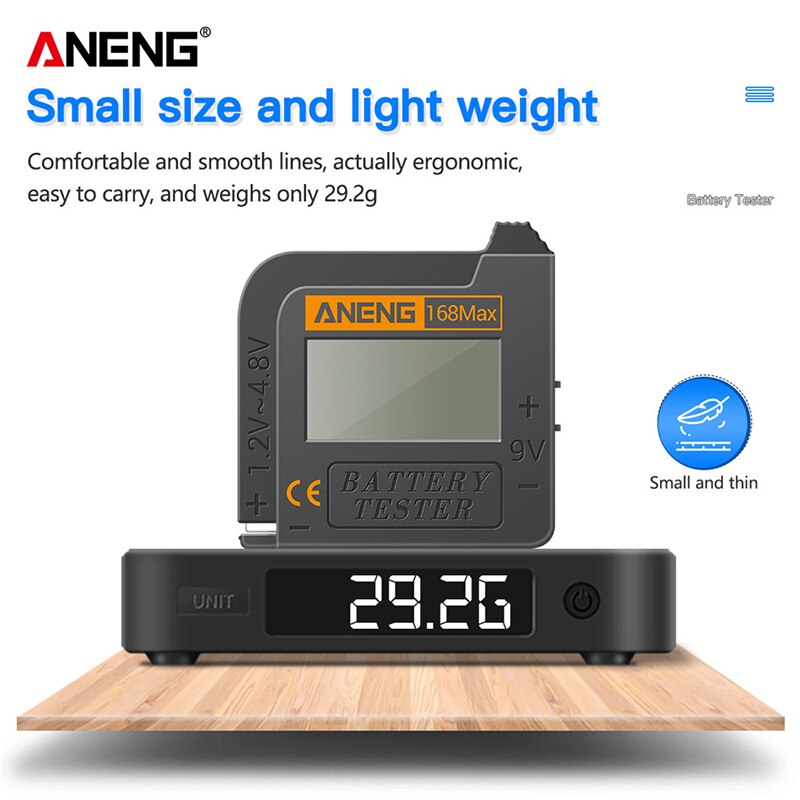 ANENG 168Max Universal Digital LCD Lithium Battery Checker Volt Tester For AA AAA C D 9V Button Cell