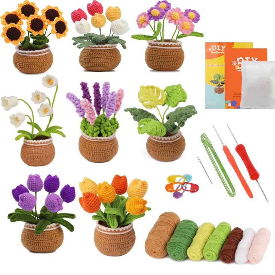 Kit de tricô para iniciantes completos, Crochet Starter, Kit completo Crochet com vídeo tutoriais, Fenrry Iniciantes