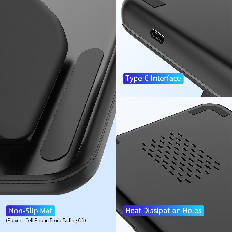 FDGAO 15W Qi Fast Wireless Charger Stand For iPhone 11 Pro XS XR 8 X 3 in 1 Charging Dock for Apple Watch 5 4 3 2 1 Airpods Pro