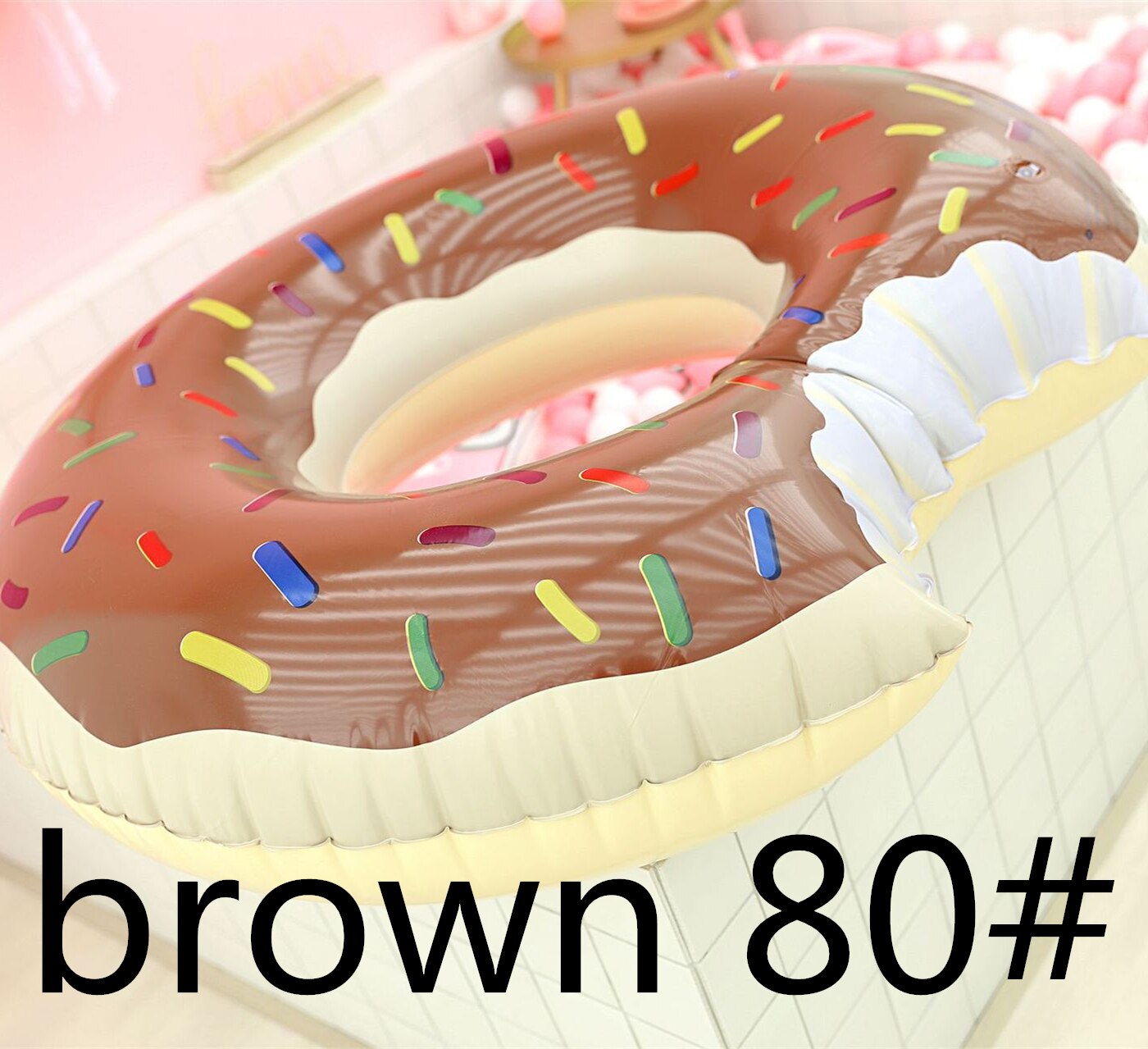 Opblaasbare donut zwemband gigantische zwembadvlot zomer buitenactiviteiten strandfeest zwembad opblaasbaar matras water: Bruin 80