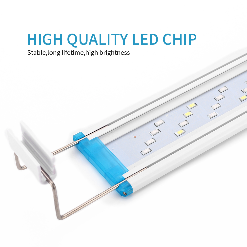 Superschlanke LEDs, Aquarienbeleuchtung, Wasserpflanzenlicht, erweiterbare Clip-an-Lampe, 18–75 cm, für Aquarium, 90–260 V