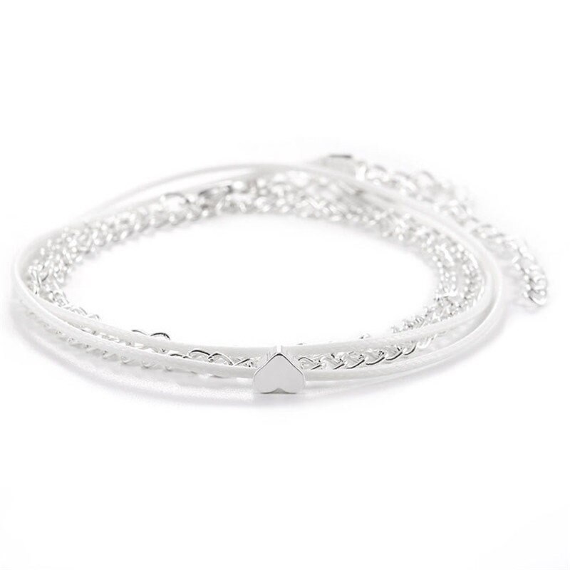 Tobillera bohemia pulsera en la pierna corazón tobilleras femeninas descalzo para mujer cadena de pierna joyería de pie de playa