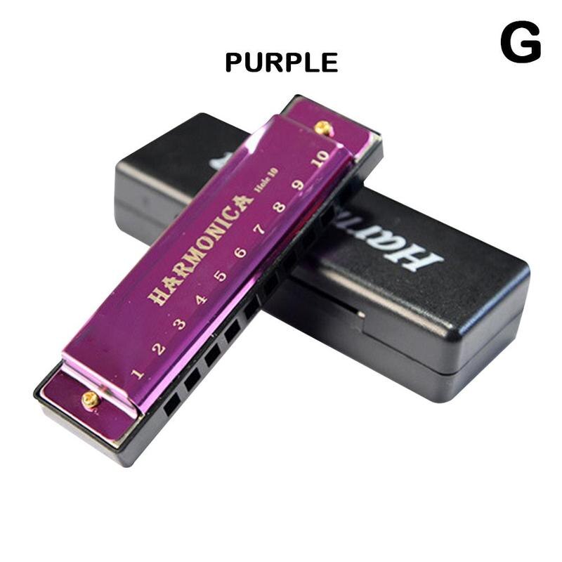 Armónica con núcleo de cobre de aleación de titanio para estudiantes, armónica con agujero en C, ideal para principiantes en Navidad, con 10 cajas, diámetro de almacenamiento de , 1 unidad, P7O8: purple