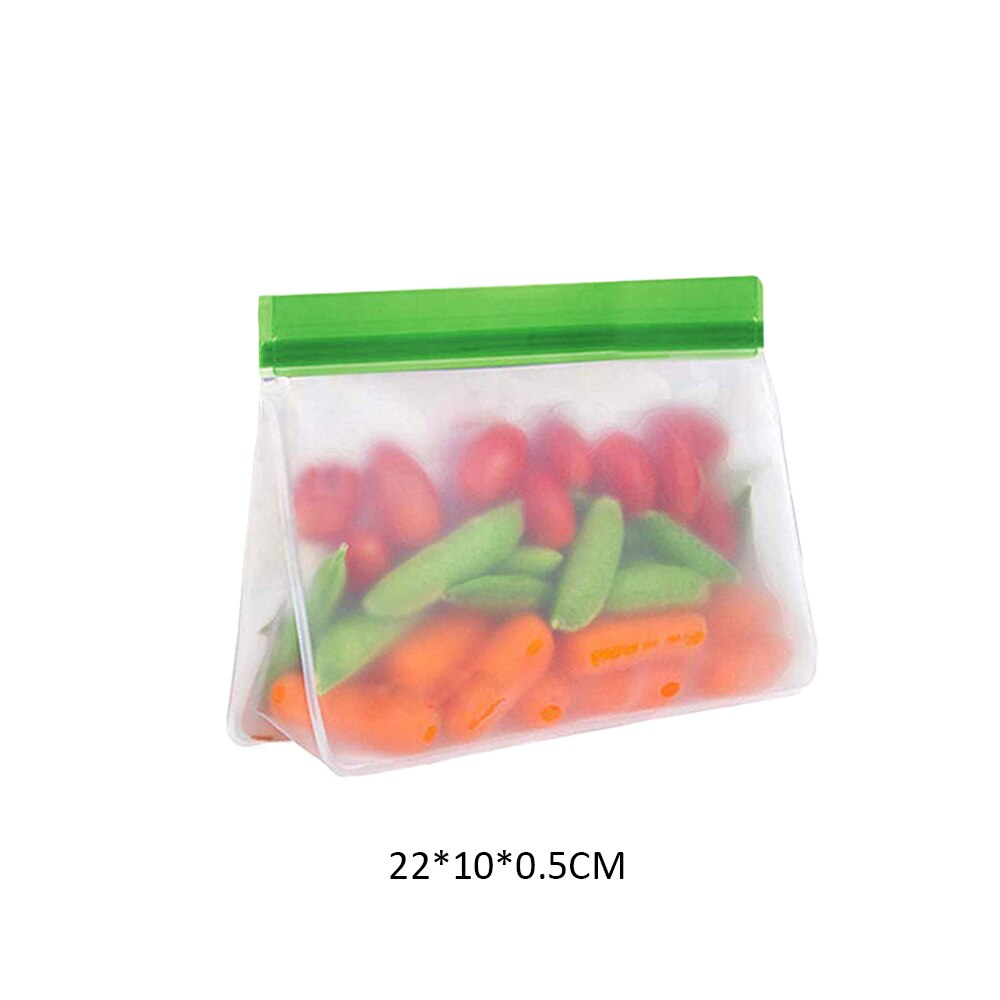 Reusable Food Bag Zero Waste PEVA Sealed Bags Snack Vegetable Fruits Sandwich Bag Friedge Fresh Food Storage Container BPA Free: 1pc M