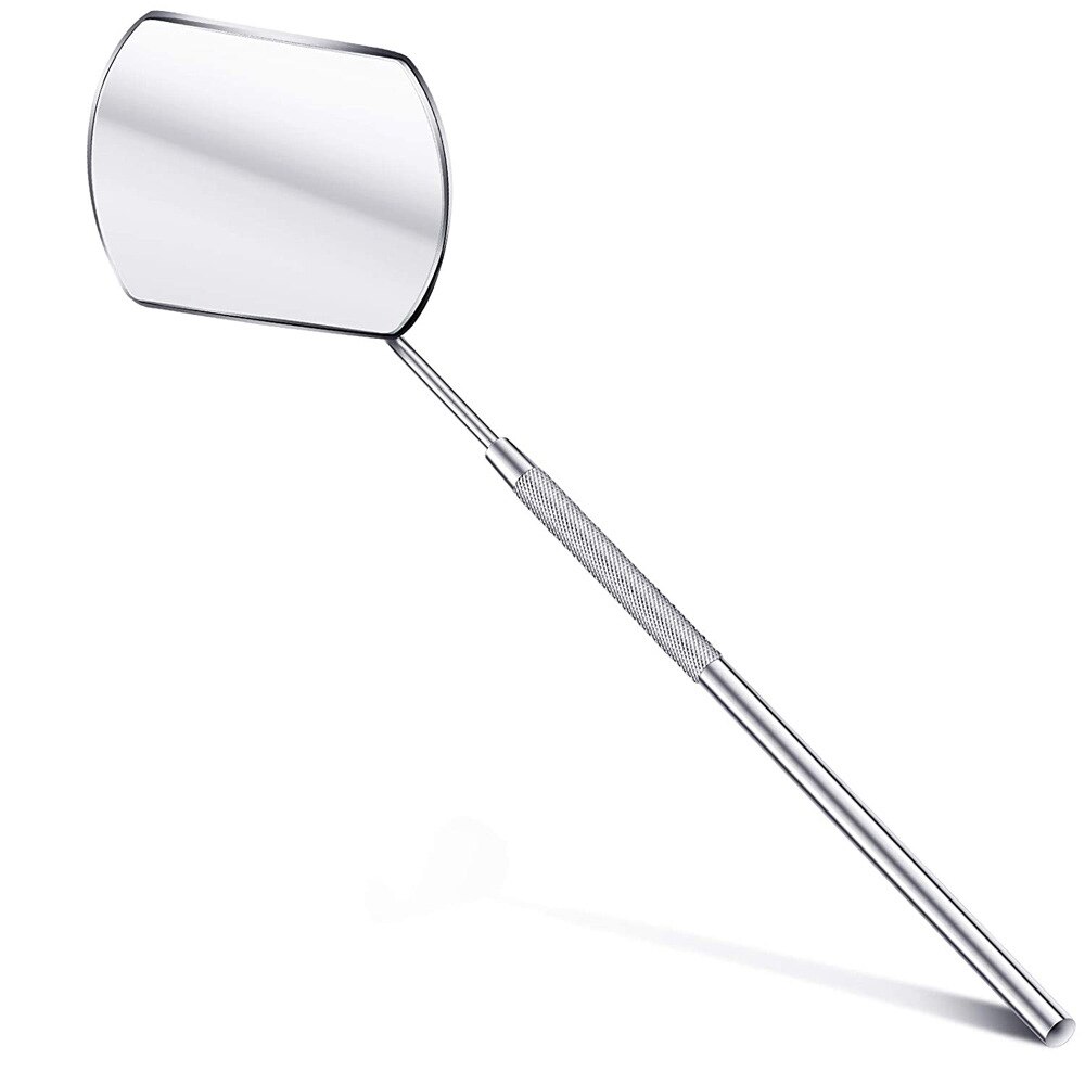 Espejo de pestañas multifunción, espejo de belleza de aumento rectangular de mango largo para comprobar la extensión de pestañas postizas, herramientas de injerto: Silver 1pc