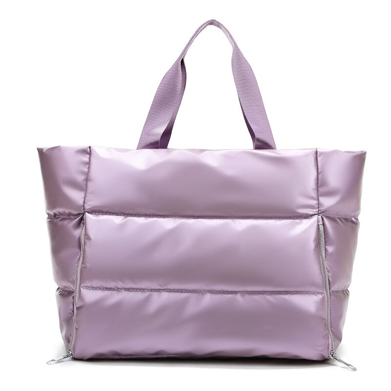 Inverno grande capacidade bolsa de ombro para as mulheres à prova dwaterproof água náilon sacos espaço acolchoado algodão pena para baixo grande tote bolsas femininas: purple