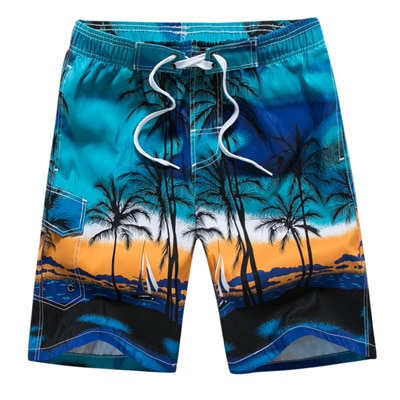 6xl plus size badetøj mænd sommer badebukser print badedragt strand wear bermuda kort surfbræt badehose sunga: Blå / M