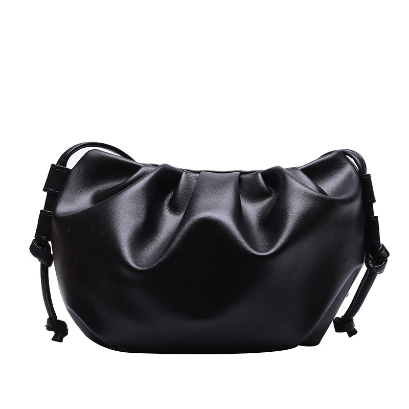 Hylhexyr petit sac Mini sac à main femmes sacs à bandoulière plissé nuage fourre-tout: Black