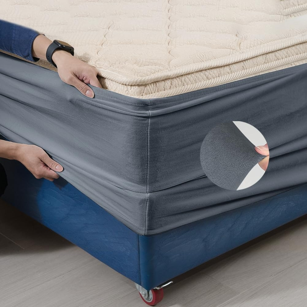 29cm Deep Base Wrap Valance Sheet Faux Suede Bed Base Covers Solid Color Soft Upholstery Easy Fit Old Bed Body Protection