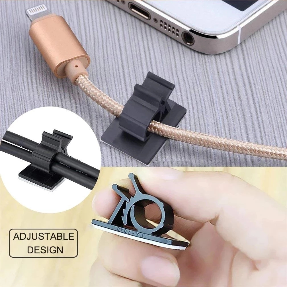 Kabelorganizer Zelfklevende kabelclips Tafel Kabelbeheer Klem Verstelbare snoerhouder voor auto PC TV Oplaaddraadhaspel