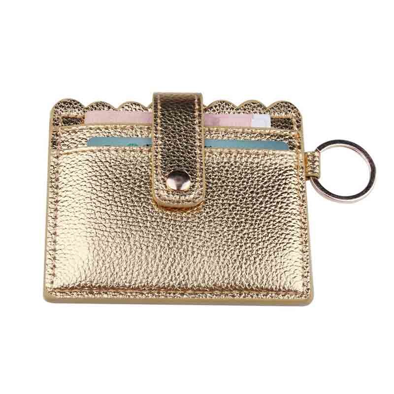 Nouveauté de Simple brillant en cuir PU décontracté porte-cartes femmes PU fermeture éclair changement sac à main filles Mini clé carte sac: 1