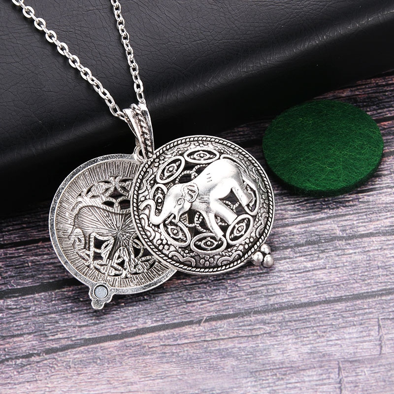 1pc 60cm Vintage Aromatherapy Perfume Essential Oils Diffuser Necklace Locket Necklace Pendant Dream Catcher Necklace 8534