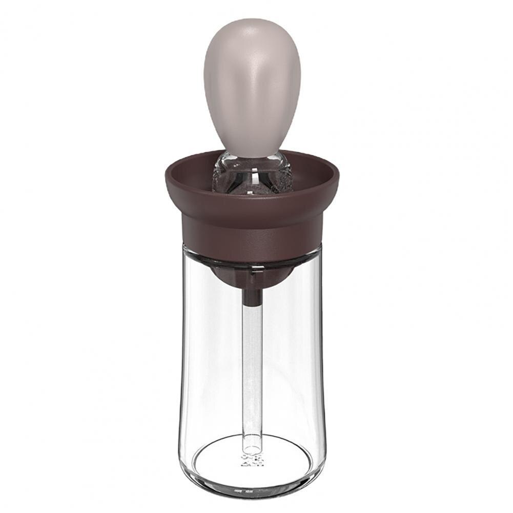 Space-saving Oil Container Bottle Easy to Carry with Silicone Brush Ergonomic Multi-purpose Oil Dispenser Bottle:  Coffee
