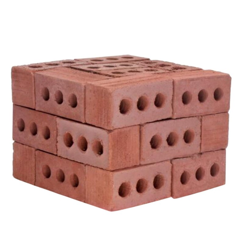 Onderwijs Klasse Muur Cement Speelgoed 32Pcs Mini Cement Sintel Bakstenen Bouwen Uw Eigen Kleine Muur Mini Rode Bakstenen rood: Default Title