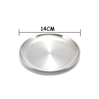 1pcs matte 304 metal stainless steel disc dessert tray tray multi-purpose plate: Size 14cm