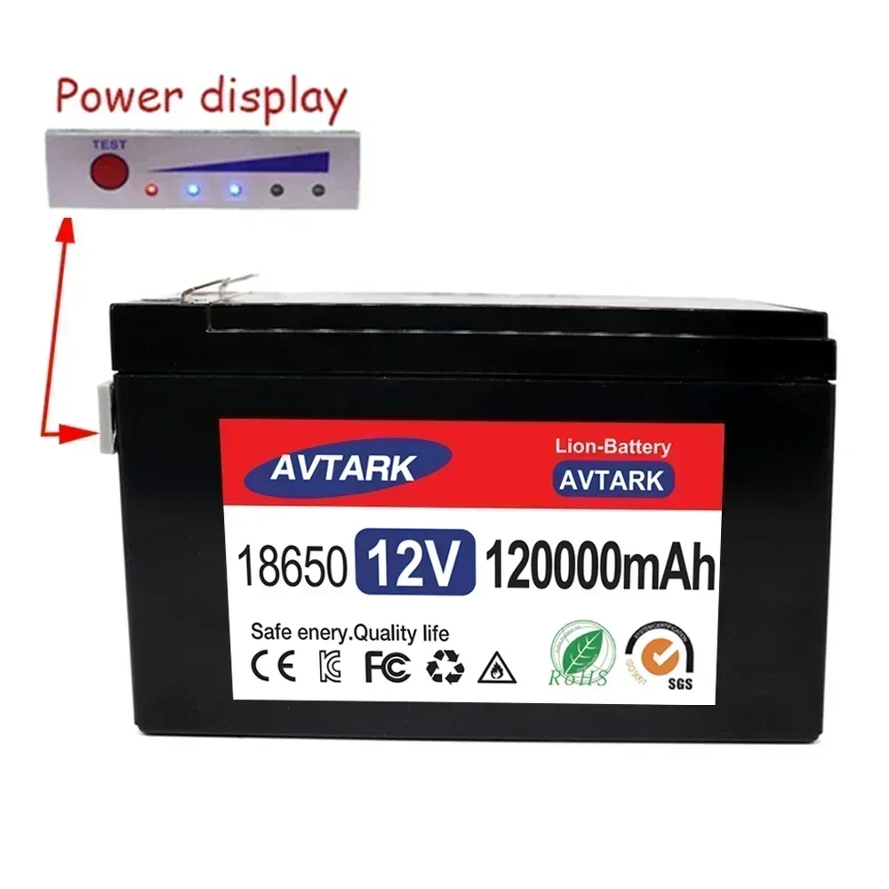 SU 12V 120Ah 120000 mAh 18650 Lithiumbatterie für Solarenergie, eingebaute Hochstrom-30-A-BMS-Batterie für Elektrofahrzeuge + 12,6-V-verkohlen