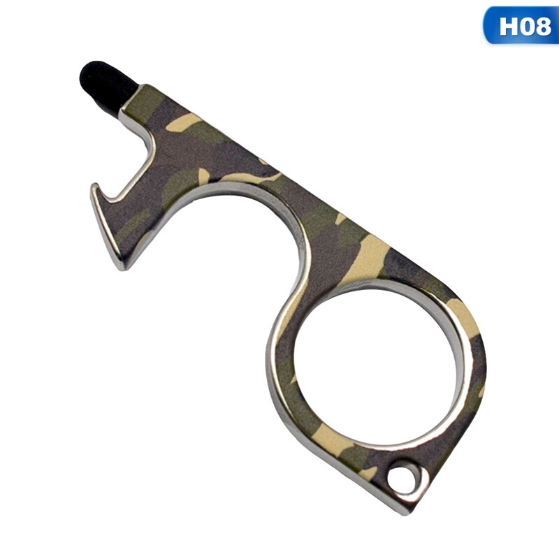 Portable Clean Key Door Opener Handheld Brass EDC Keychain No Touch Elevator Button Non-Contact Handheld Tool: H08