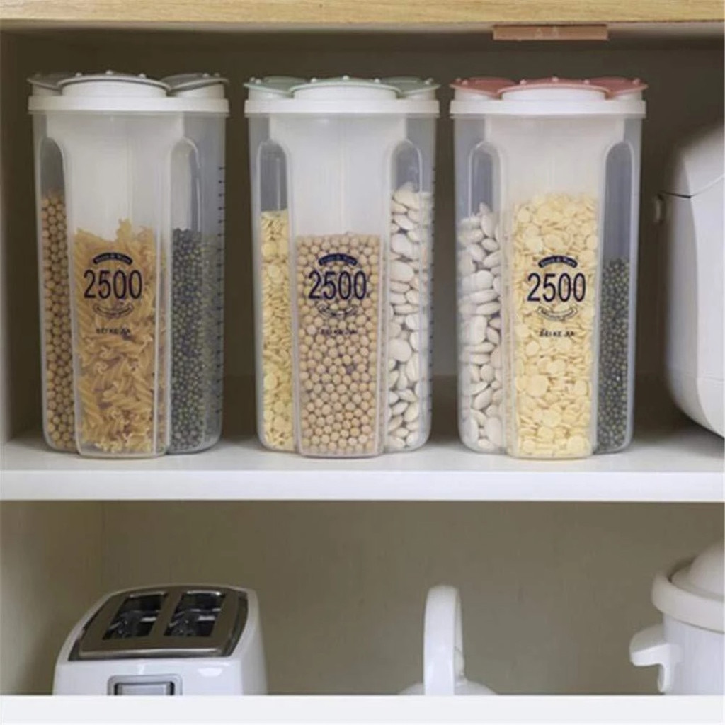 Plastic Food Storage Box Airtight Container With Pour Lids Kitchen Cereals Storage Bottles Rice Beans Jar Dried Grains Tank #T2P