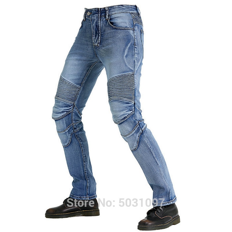 Loong biker motorcykel ridebukser beskyttende jeans ridder casual bukser høj fleksibilitet slim jeans