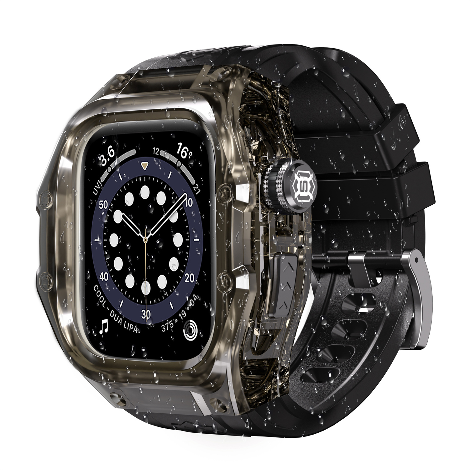 ShellBox IP68 wasserdichtes Sportuhrengehäuse für Apple Watch Serie 10, für iWatch 46 mm S10 Silikonarmbandgehäuse Tauchen und Schwimmen
